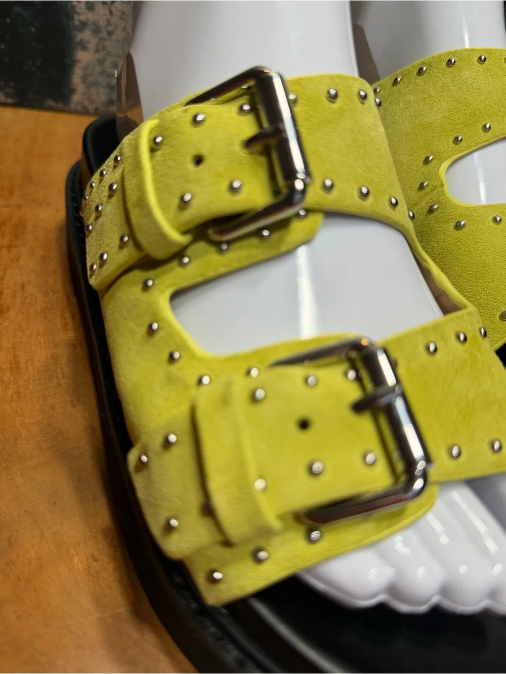 Marc Fisher LTD Dopamine Dressing Agusta Studded Slides Light Green Size 6